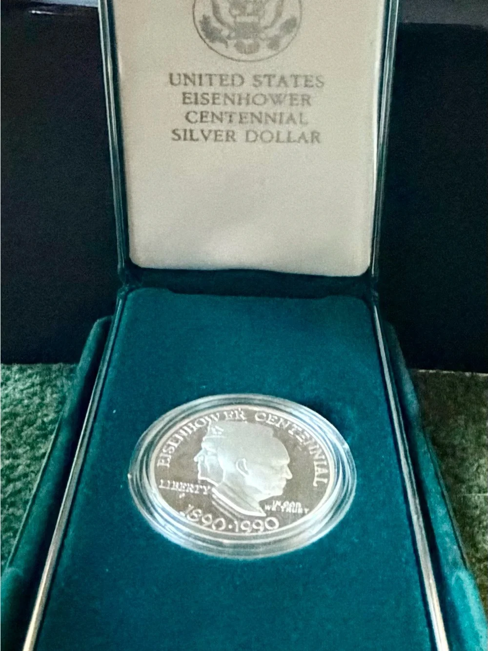90% Silver - Eisenhower Proof Centennial Silver Dollar $1 Collectible Vintage!